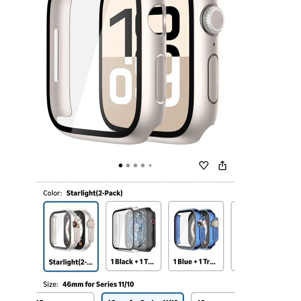 Misxi 2 Pack Tempered Glass Case Compatible for Apple Watch 11 / 10 46mm